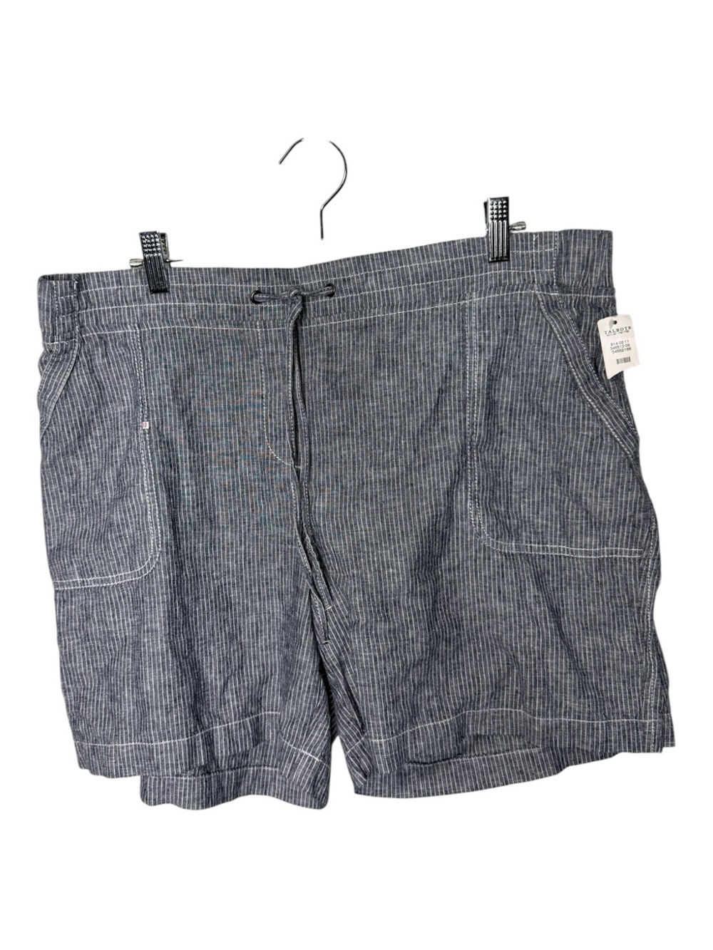 Talbots Blue White Striped Linen Blend Shorts Size 16P Petite 6" Inseam NWT
